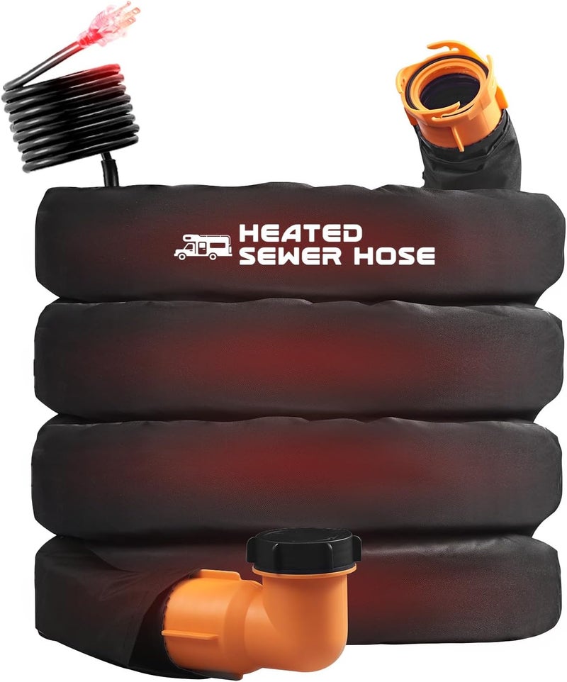 Yurnomy 15FT Sewer Hose with Heated Sleeve Avoid Freezing at -20°F, Electrical Heated Sleeve of Rv Sewer Hose for Rv/Camper/Rv Accessories in Winter - Image 1